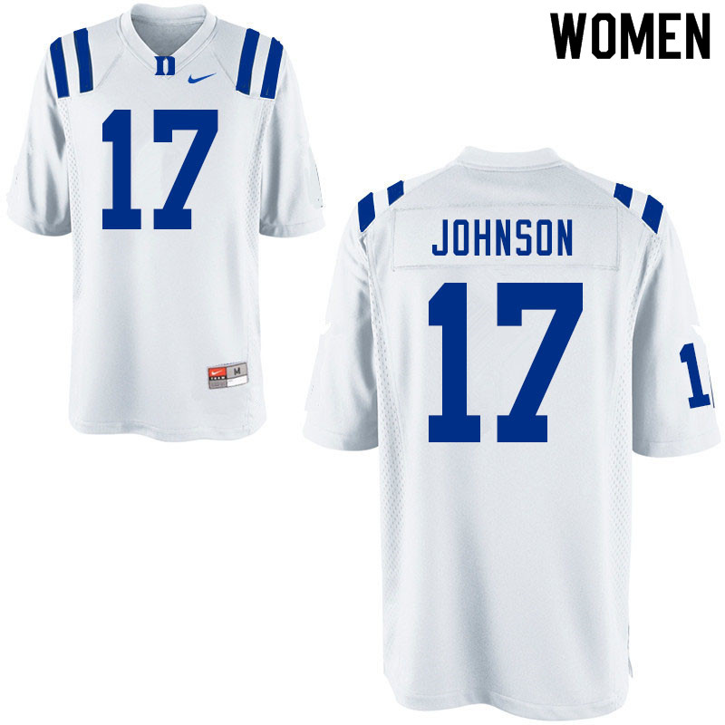 Women #17 Da'Quan Johnson Duke Blue Devils College Football Jerseys Sale-White